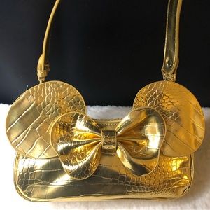 Disney Bioworld Minnie Mouse Gold Metallic Animal Print Shoulder Bag